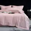 Juego de Cuatro Piezas de Satén Gongshan de Algodón de Fibra Larga de Alta Densidad de Xinjiang, Todo Algodón Puro, Lujo Ligero, Color Sólido, Venta al por Mayor de Ropa de Cama para Hotel y Alojamiento