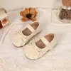 Zapatos Elegantes de Cuero Plisado para Niñas 2026 Otoño Nuevo Estilo Coreano Zapatos de Princesa con Lazo para Niñas Zapatos de una Sola Capa
