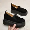 Zapatos de plataforma para mujer de 6 cm de grosor, mocasines retro para aumentar la altura, zapatos de verano sin cordones para mujeres petite, modelo nuevo