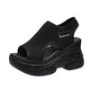 Sandalias deportivas de verano para mujer, con plataforma, tacón alto y suela gruesa, estilo hada, de punto, con boca de pez