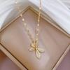 [Aço Titânio] Cobre Micro-incrustado Amor Moda Luxo Leve Elegante Colar de Diamantes Deslumbrante Feminino Corrente Clavicular Versátil Aço Titânio
