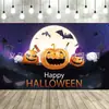 Tecido de fundo para Halloween mais vendido internacionalmente, impresso em alta definição com gatos pretos, abóboras e fantasmas, uma série de fundos decorativos festivos