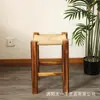Taburete de Madera Maciza Taburete Cuadrado Taburete Taburete Apilable Taburete Tejido Taburete Retro Simple Taburete de Exterior