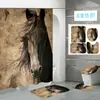 Amazon Comercio Electrónico Transfronterizo Más Vendido Impresión Digital de Alta Definición 3D Cortina de Ducha de Poliéster Impermeable Animal Caballo Venta Directa de Fábrica