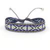 Pulsera de cinta jacquard geométrica con triángulos de diamantes de estilo étnico, pulsera bohemia, pulsera tejida con encaje