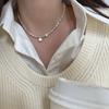 Collar de Plata de Ley S925 Chapada Cara Sonriente Corazón Perla Collar Sencillo Nicho Estilo Lujo Ligero para Mujeres