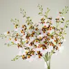 Decoración de orquídea Oncidium artificial transfronteriza, arreglo de escena de ramo de novia de 3 puntas, orquídea danzante artificial de alta gama