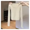 Elegante y sofisticada capa interior de cuello cuadrado ajustada, suéter de punto adelgazante para otoño e invierno para mujer, top de manga larga