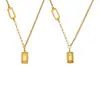 Collar con Colgante de Barra de Oro de la Suerte Más Vendido Transfronterizo Europeo y Americano Cadena para Clavícula Acero Inoxidable Grabado con Letra Chapado en Oro Real de 18K