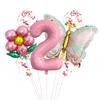 Nuevo Set de Globos de Película de Aluminio con Diseño Elegante de Mariposa y Flor Decoración para Fiesta de Primer Cumpleaños de Niña