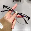 Gafas de media montura, suaves y refinadas, para hombre, modernas, se pueden graduar, montura negra para los ojos, sin graduación, anti luz azul, neutras