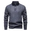 O principal produto da Amazon transfronteiriça é o suéter casual masculino de alto volume para outono e inverno, malha com zíper parcial e forro de fleece para homens