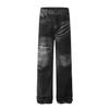 G6460 Moda Retro de Calle Ropa Urbana para Hombre Diseño Negro Pesado Desgastado Jeans de Mezclilla Unisex que Aumentan la Altura
