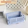 Caja de Almacenamiento Plegable para Escritorio de Dormitorio Estudiantil Cesta de Almacenamiento para Cosméticos Femeninos Papelería Colocación Plástico Cesta Pequeña