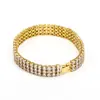 Europa y Estados Unidos transfronterizos súper ventas pulsera de acero inoxidable hip-hop de 3 filas con diamantes lujo ligero alta gama moda pulsera de diamantes para hombres y mujeres