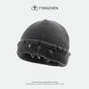 Yabi calle hip hop retro anillo cruzado gorro de lana rasgado femenino Yupi gorro de melón de punto gorro frío para hombres