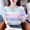 Camiseta de Manga Corta Verano 2026 Holgada Talla Grande Top Colorido que Cubre el Vientre y Te Hace Ver Más Delgada para Mujeres Ligeramente Gorditas en Verano