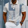 Camisa Polo de Manga Corta a Rayas con Cuello Lapel Casual de Verano Estilo Old Money Moda para Hombre