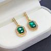 @Oferta Especial@ Nuevos Pendientes Pequeños de Esmeralda Retro Simples de Moda 2025 Pendientes Elegantes para Mujer Celebridad de Internet