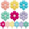 Versión Coreana de Globo de Película de Aluminio de Margarita Cara Sonriente Blanca Globo de Papel de Aluminio de Crisantemo Accesorios para Fotos de Cumpleaños Globo de Plumeria