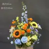 Decoración de Boda Estilo Bosque con Arreglos Florales, Flores de Esquina, Macetas Colgantes, Flores de Seda, Bolas de Flores para Pasillo y Montaje de Ceremonia