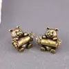 Panda de tubo de bambú grande de latón puro, panda tesoro nacional, regalo cultural y creativo vintage, mascota de té decorativa para escritorio, adorno de cobre artesanal