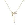 Llegada Nueva Japonesa y Coreana Collar de Diamantes Ángel Genio para Mujer Simple Elegante Lujo Ligero Cadena de Suéter Nicho Otoño e Invierno Clavícula