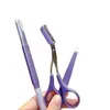 Cuchillo de Recorte de Cejas Macro de Doble Cabezal Ermutao Juego de Tres Piezas Depilador de Cejas + Tijeras para Cejas + Pinzas para Cejas Hoja de Recorte