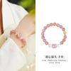 Pulseira de Cristal de Morango Gato em Prata de Lei S925 para Mulheres, Novo Estilo Chinês, Alta Qualidade, Elegante, Pulseira de Cristal Fofa, Presente para Namorada