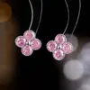 Brincos de Flor de Cristal com Pino de Prata 925 Estilo Coreano High-End Celebridade da Internet Doce Dopamina Flor Zircônia Brincos para Mulheres