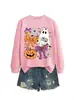 Sudadera linda y divertida de Halloween para mujer con diseño de fantasma, moño, flor, calabaza, murciélago para Amazon, Wish y tiendas independientes