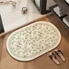 Tapete de Chão de Terra de Diatomáceas Estilo Americano Floral para Banheiro, Entrada de Vaso Sanitário, Tapete Antiderrapante, Tapete Absorvente de Secagem Rápida para Banheiro