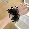 Goma para el pelo de Organza con Gipsófila para Mujer, Lazo para el pelo, Cuerda para el pelo, Accesorio para moño, Elegante, Moderno, Moño Sencillo
