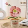Lã Crochê Feito à Mão Tricô Produto Acabado Flor Simulada Planta em Vaso Mesa Casa Carro Enfeites Flor Imortal Presente Criativo