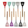 Espátula de Silicona con Mango de Madera, Utensilio de Cocina Casero para Cocinar, Espátula Antiadherente para Utensilios de Cocina, Espátula de Cocina de Silicona
