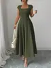 Atacado transfronteiriço de roupas femininas europeias e americanas para lojas independentes da Amazon: novos vestidos longos elegantes com decotes quadrados e mangas curtas