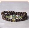 Pulsera Auténtica de Madera de Águila de Nha Trang para Mujer con Cuentas de Jade Hetian de la Fortuna, Pulsera de Doble Círculo con Cuentas de Múltiples Gemas