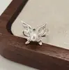 Anel Borboleta com Pérola Artificial para Mulheres, Tendência, Simples, Anel Aberto Versátil, Fashion, Textura de Alto Padrão, Anel para Dedo Indicador Super Delicado