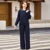Nuevo Conjunto Casual de Primavera y Otoño para Mujeres de Mediana Edad, Elegante Conjunto de Dos Piezas con Top Holgado de Manga Larga Adelgazante y Pantalones para Madres