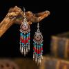 Pendientes de Plumas de Colores Estilo Étnico Bohemio, Pendientes de Perlas con Forma de Gota de Agua, Accesorios para Sesiones de Fotos, Pendientes de Estilo Étnico