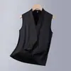 Elegante Camiseta Interior Estilo Blazer Profesional, Nueva Camiseta sin Mangas con Cuello en V para Mujer, Ropa de Abrigo Ajustada sin Mangas