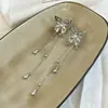 Brincos Longos com Borla e Agulha de Prata S925, Estilo Niche de Luxo Leve para Mulheres, Brincos de Luxo Leve de Alta Qualidade, Joias para Orelha Feminina Atacado