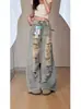 Jeans Rectos de Cintura Alta Rasgados Estilo Retro Americano para Mujer, Pantalones Largos de Invierno de Moda Sueltos Adelgazantes