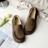 Zapatos de Algodón con Forro de Borrego de Piel de Vaca para Zapatero, Cuero Genuino Invierno Nuevo Punta Redonda Cómodos Suela Suave Forro de Borrego Mocasines Cálidos
