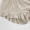 Otoño Europeo y Americano Nuevo Pijama de Cuadros con Volantes de Manga Larga para Mujer Algodón Holgado Casual Ropa para el Hogar Transfronterizo