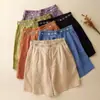 Pantalones Cortos de Algodón y Lino Zhen Pao Men, Estilo Chino Artístico, Shorts Bordados de Cintura Alta para Mujer, Sueltos y Versátiles, Pierna Recta, Largo de Cinco Puntos