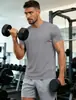 Camiseta de verano para hombre de manga corta, color liso, cuello redondo, casual, secado rápido, estilo americano, versátil, a la moda, transfronteriza, de moda, en stock