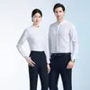 Camisa de trabalho branca de manga curta estilo chinês 2026, gola alta, estilo nacional, fibra de bambu stretch, camisa formal profissional sem rugas para mulheres
