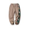 Outono e Inverno Novo Estilo Chinês Solto Masculino Tamanho Grande Bordado Fita Combinando Cores Juventude Popular Casual Calças para Homens