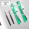 Pinças de Aço Inoxidável. Pinças Ts Pinças de Aço Inoxidável Pinças Antiestáticas Ponta Curva de 0,8 mm Embalagem Blister.